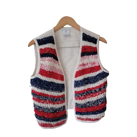 Vintage Susan Bristol Casuals Vest‎ Patriotic Red White Blue 4th July - Picture 2 of 5